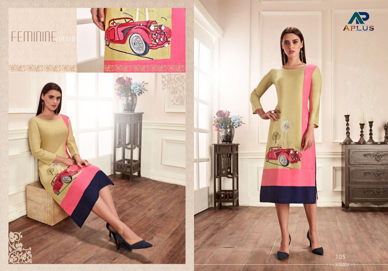 Aafira By A Plus 101 To 108 Series Beautiful Stylish Colorful Fancy Beautiful Casual Wear & Ethnic Wear Rayon Slub Embroidered Kurtis At Wholesale Price