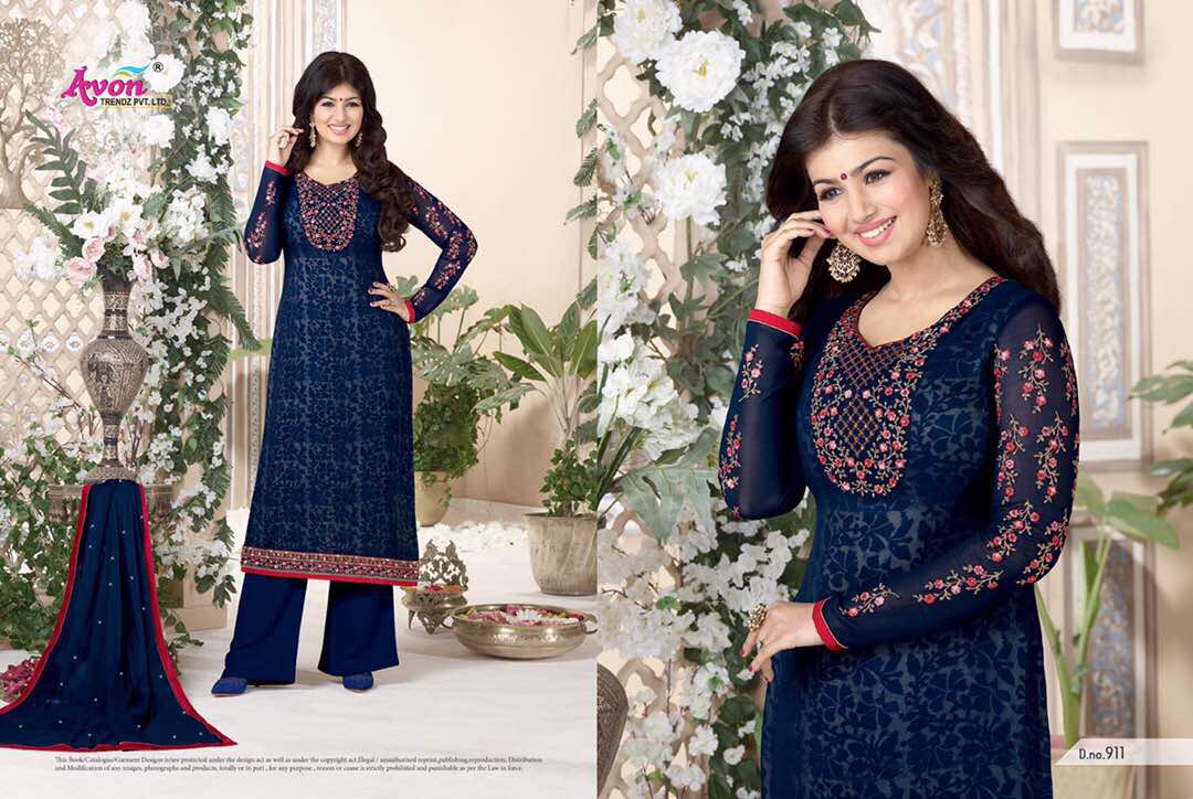 Aarohi Vol-13 By Avon Trendz 911 To 917 Series Beautiful Pakistani Suits With Embroidered Work Colorful Fancy Casual Wear & Occasional Wear