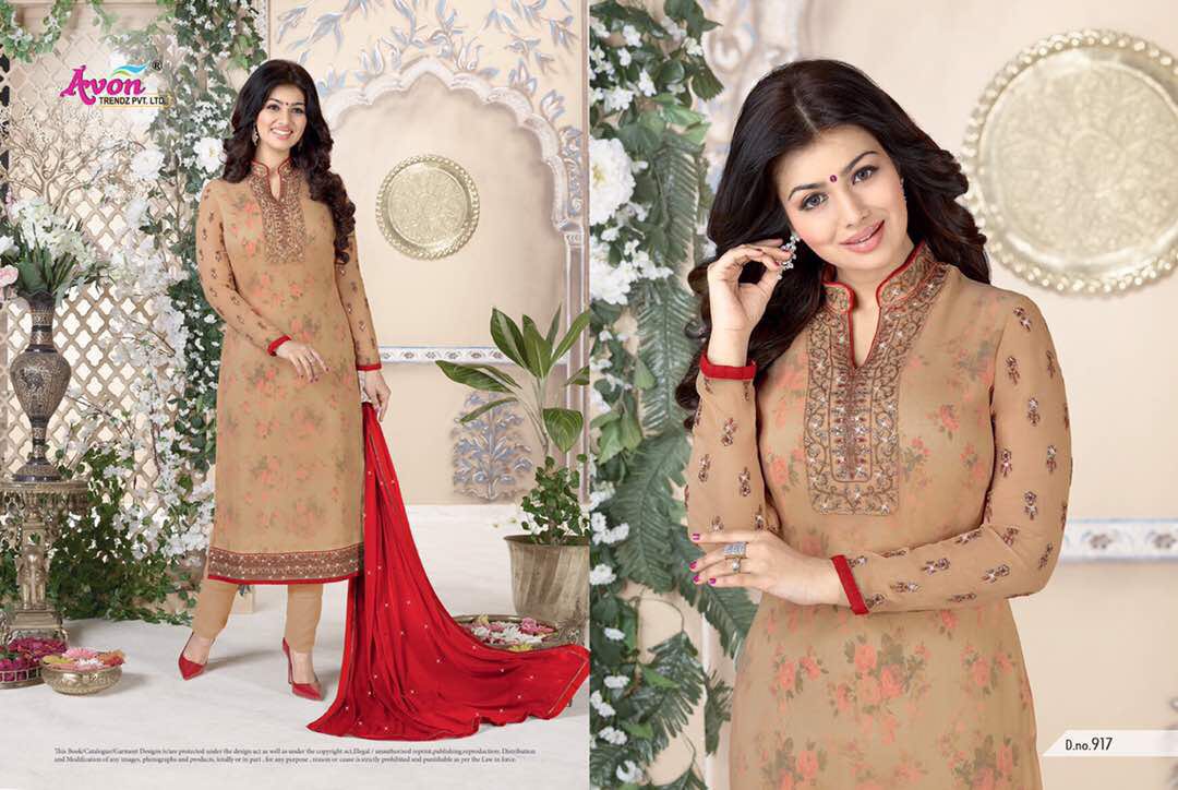 Aarohi Vol-13 By Avon Trendz 911 To 917 Series Beautiful Pakistani Suits With Embroidered Work Colorful Fancy Casual Wear & Occasional Wear