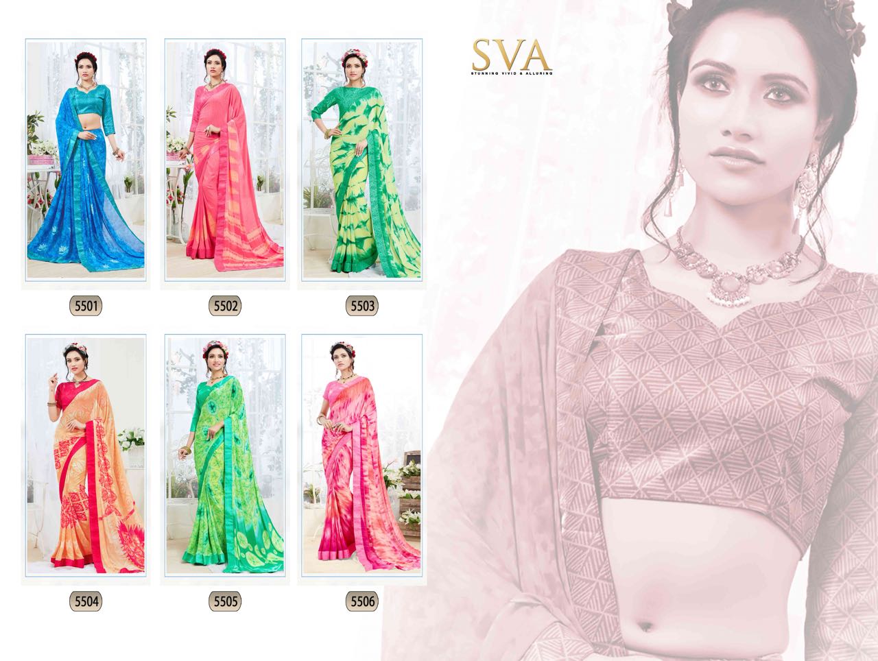 Aashima By Sva 5501 To 5506 Series Designer Beautiful Colorful Traditional Wear Fancy Party Wear & Occasional Wear Georgette Printed Sarees At Wholesale Price
