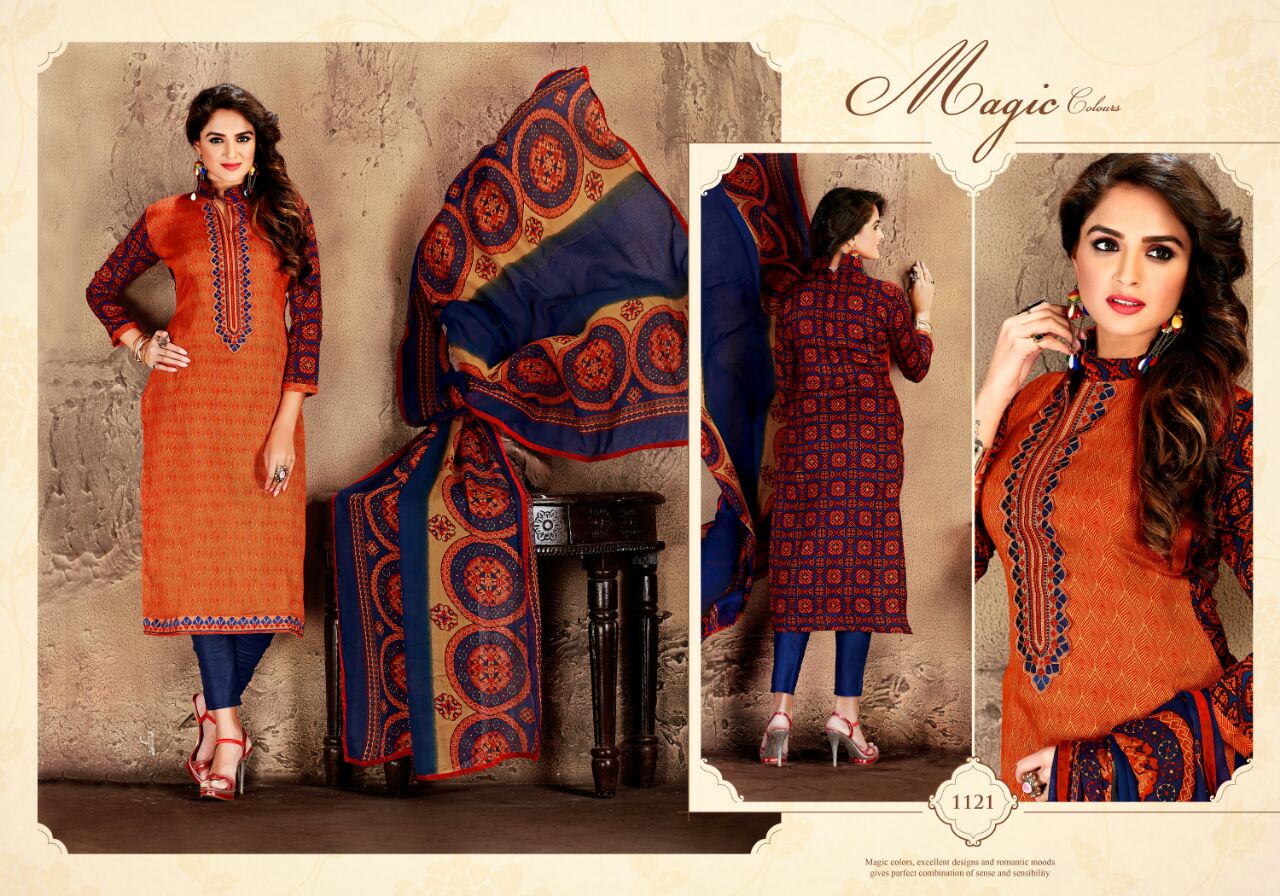 Aashiya Vol 2 By Mag 1114 To 1121 Series Beautiful Stylish Designer Embroidered Casual Wear Glace Cotton Dresses At Wholesale Price