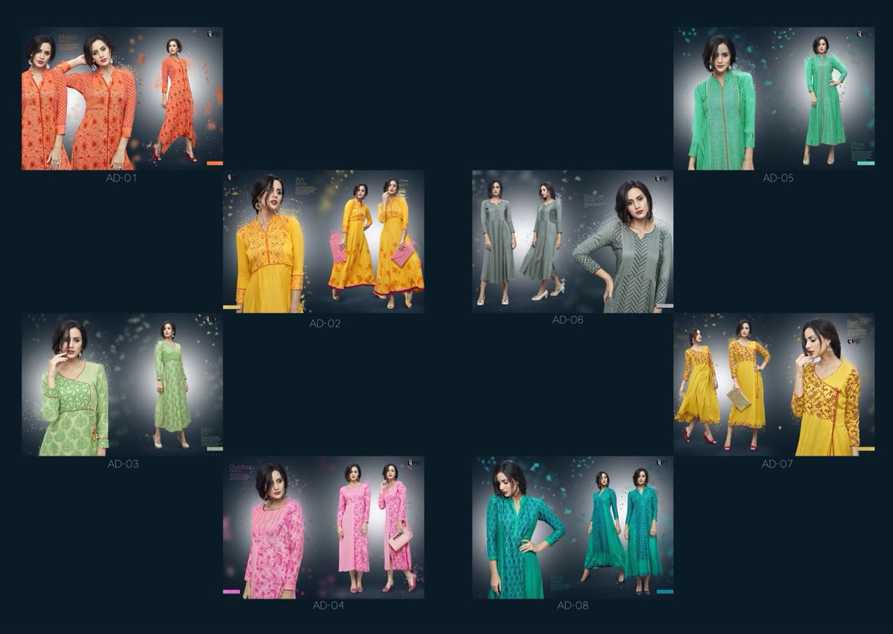 Adda By Iris 01 To 08 Series Designer Stylish Fancy Beautiful Colorful Casual Wear & Party Wear Heavy Rayon Printed Kurtis At Wholesale Price