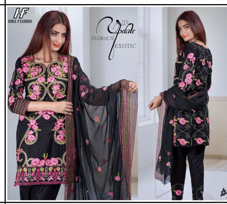 Afreen By Hiba Fashion 01 To 04 Series Beautiful Pakistani Suits Colorful Fancy Party Wear & Occasional Wear Georgette Embroidered Dresses At Wholesale Price