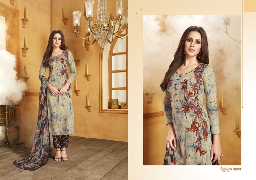 Ambica 8001 To 8010 Series By Ambica Fashions Indian Ethnic Stylish Designer Printed And Embroidered Party Wear Satin Dresses At Wholesale Price