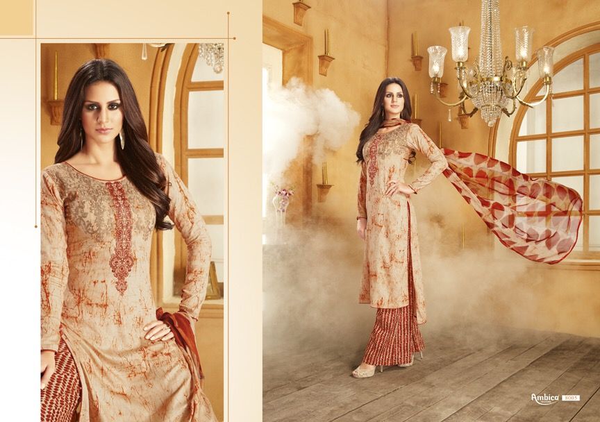 Ambica 8001 To 8010 Series By Ambica Fashions Indian Ethnic Stylish Designer Printed And Embroidered Party Wear Satin Dresses At Wholesale Price