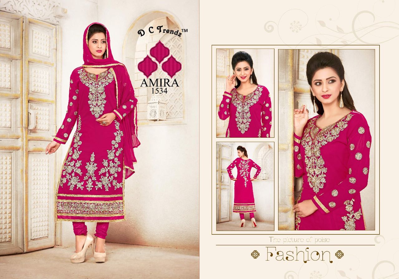 Amira By Dc Trendz 1534 To 1539 Series Beautiful Stylish Designer Embroidered Casual Wear Party Wear Georgette Dresses At Wholesale Price