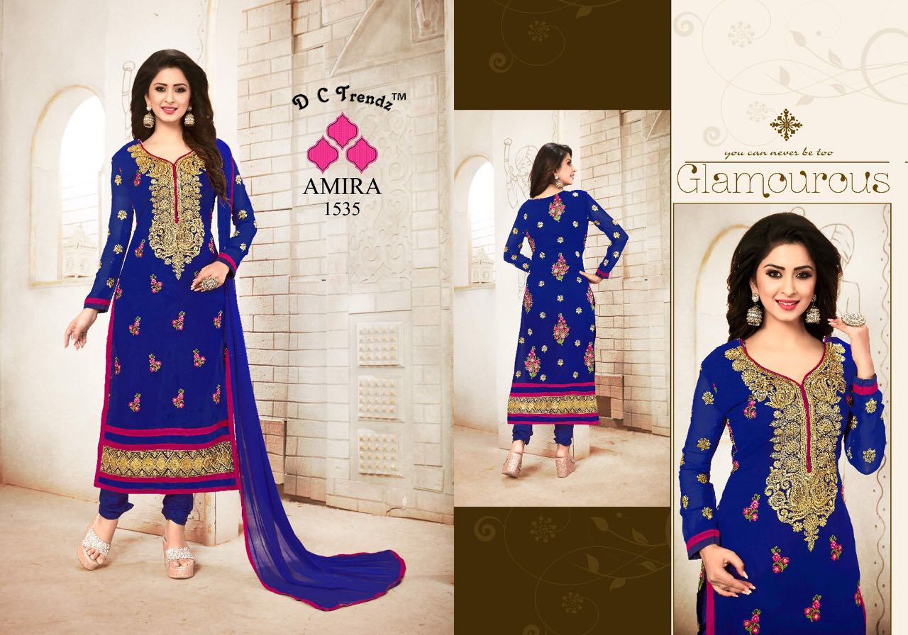 Amira By Dc Trendz 1534 To 1539 Series Beautiful Stylish Designer Embroidered Casual Wear Party Wear Georgette Dresses At Wholesale Price