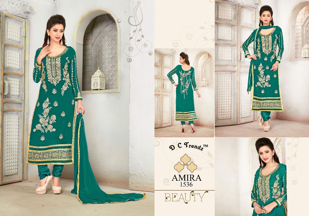 Amira By Dc Trendz 1534 To 1539 Series Beautiful Stylish Designer Embroidered Casual Wear Party Wear Georgette Dresses At Wholesale Price