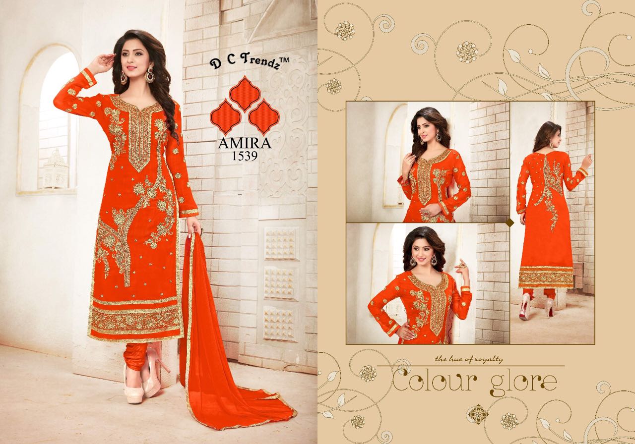 Amira By Dc Trendz 1534 To 1539 Series Beautiful Stylish Designer Embroidered Casual Wear Party Wear Georgette Dresses At Wholesale Price