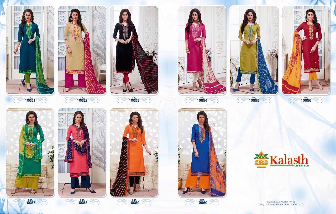 Anardana Vol-2 By Kalasth Lifestyle 10051 To 10060 Series Indian Beautiful Colorful Designer Embroidered Casual Wear And Occasional Wear Cambric Cotton Jacquard Dresses At Wholesale Price