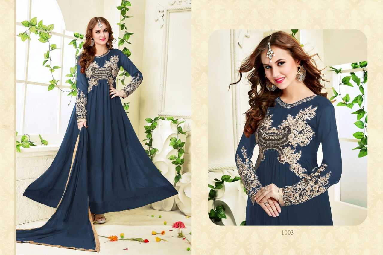 Arsh By Madhav International 1001 To 1005 Series Bollywood Beautiful Stylish Designer Embroidered Party Wear Georgette Dresses At Wholesale Price