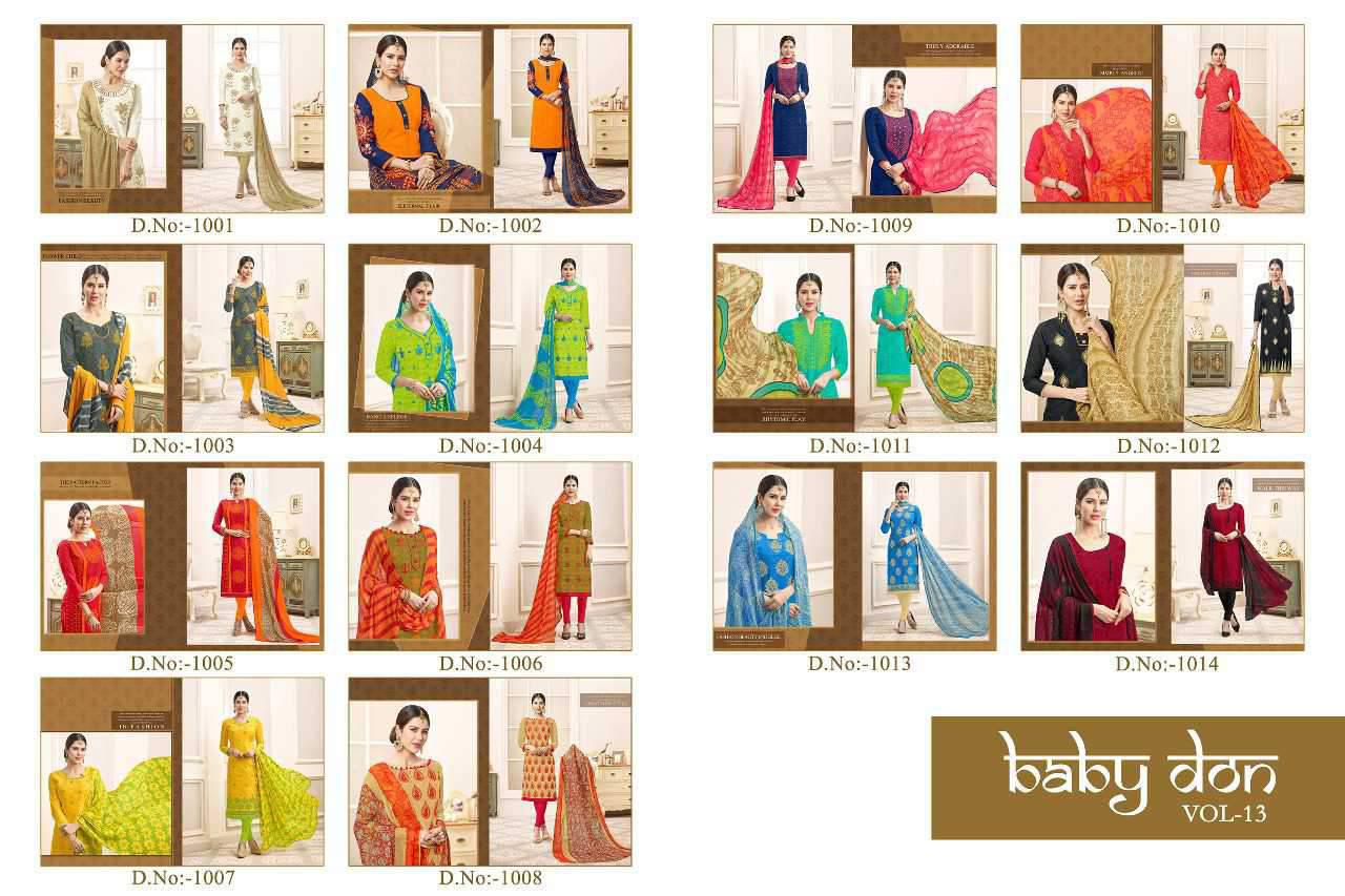 Baby Don Vol-13 By Rr Fashion 1001 To 1014 Series Beautiful Colorful Embroidered Fancy Casual Wear & Ethnic Wear Bombay Cotton Jacquard Printed Dresses At Wholesale Price