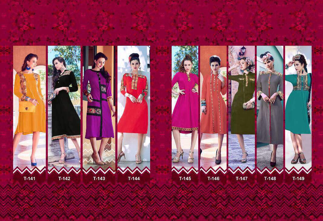 Belleza 141 To 149 Series By Titli Beautiful Stylish Colorful Western Wear Party Wear Occasional Wear Casual Wear Kurtis At Wholesale Price