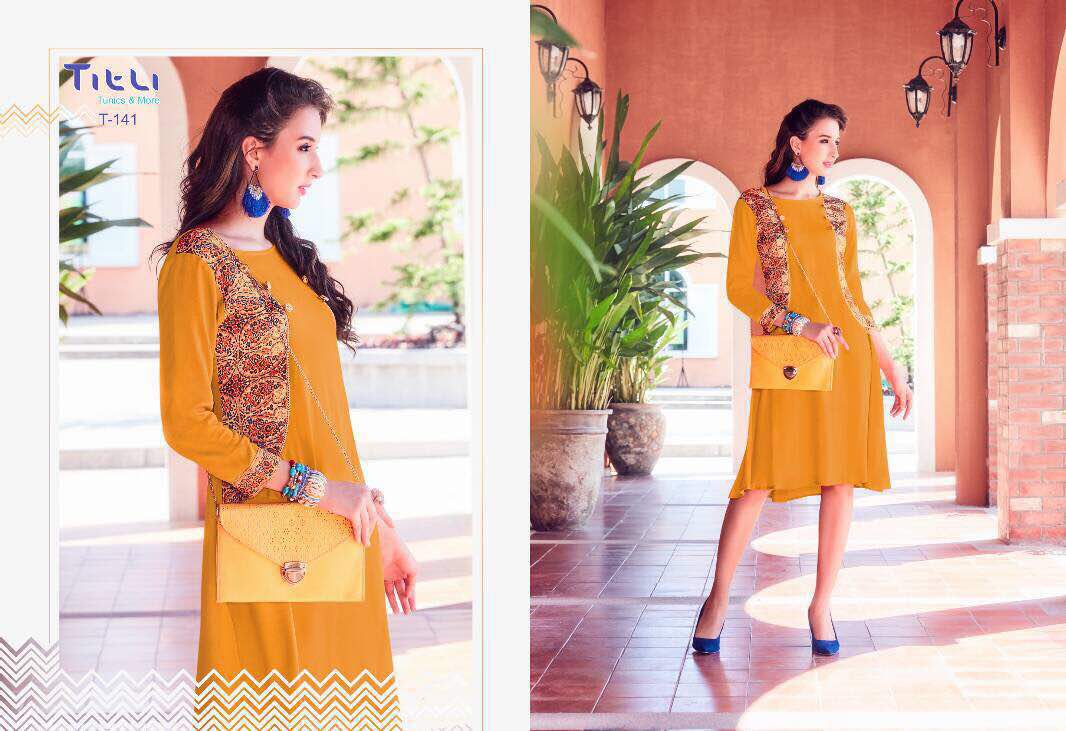 Belleza 141 To 149 Series By Titli Beautiful Stylish Colorful Western Wear Party Wear Occasional Wear Casual Wear Kurtis At Wholesale Price