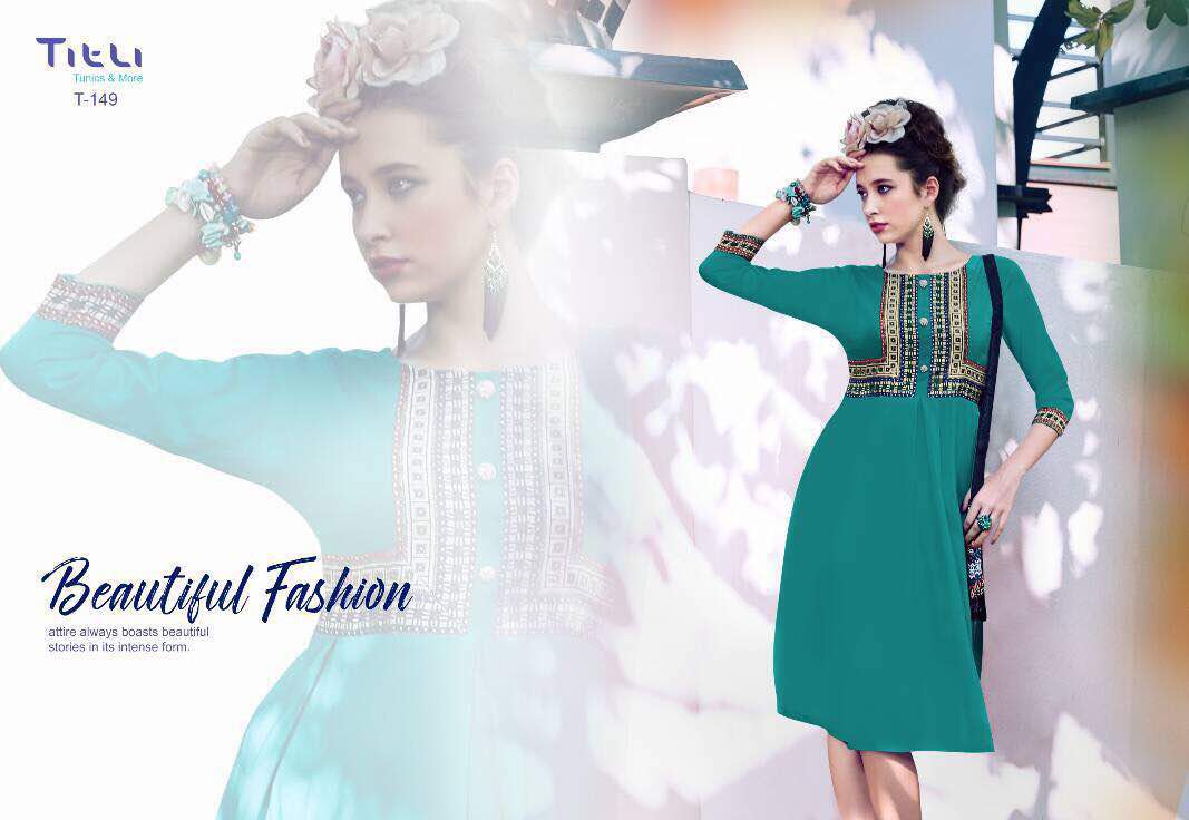 Belleza 141 To 149 Series By Titli Beautiful Stylish Colorful Western Wear Party Wear Occasional Wear Casual Wear Kurtis At Wholesale Price