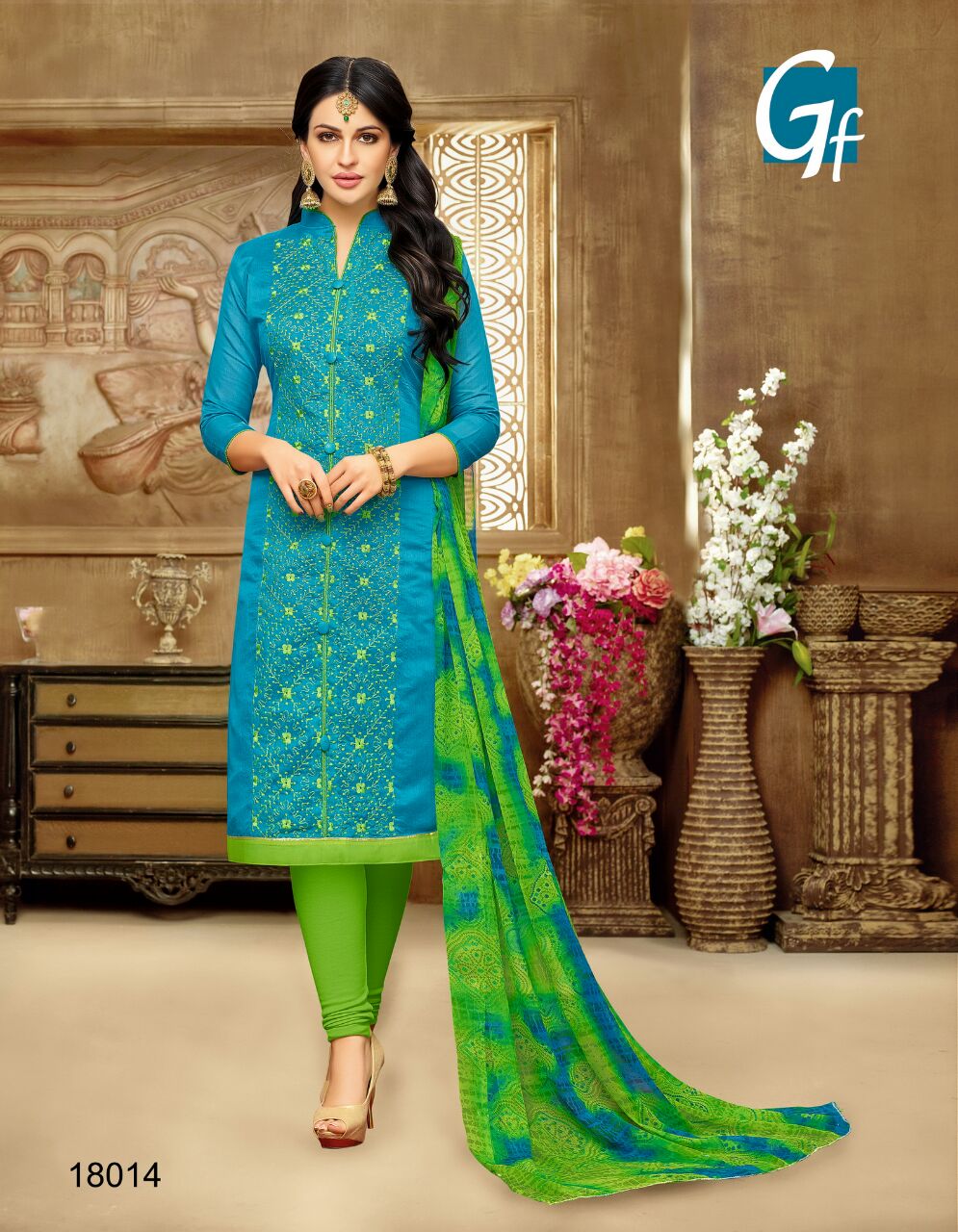 Blue-berry By Ganesh Fashion 18000 To 18015 Series Colorful Beautiful Fancy Casual Wear & Party Wear Chanderi Printed Dresses At Wholesale Price