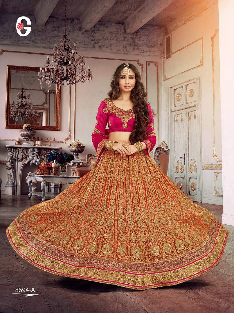 Credence By Gajiwala Indian Traditional Beautiful Colourful Stylish Designer Embroidered Party Wear Occasional Wear Lehengas At Wholesale Price