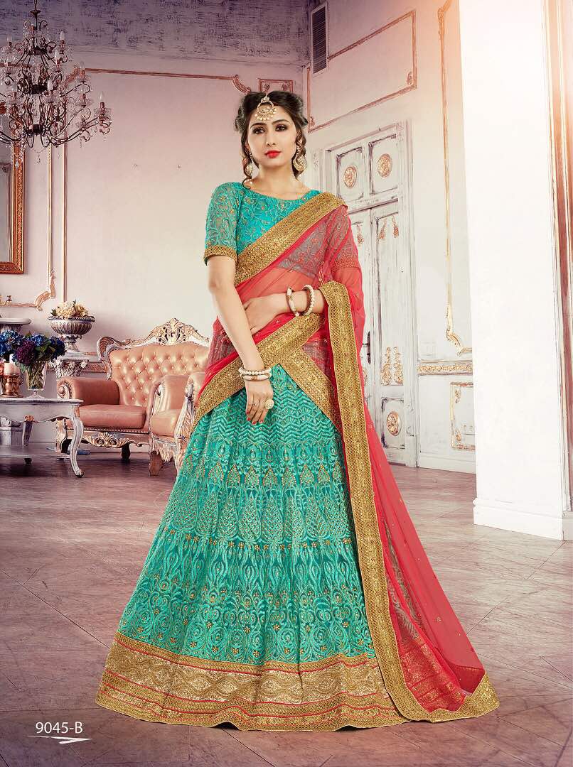 Credence By Gajiwala Indian Traditional Beautiful Colourful Stylish Designer Embroidered Party Wear Occasional Wear Lehengas At Wholesale Price