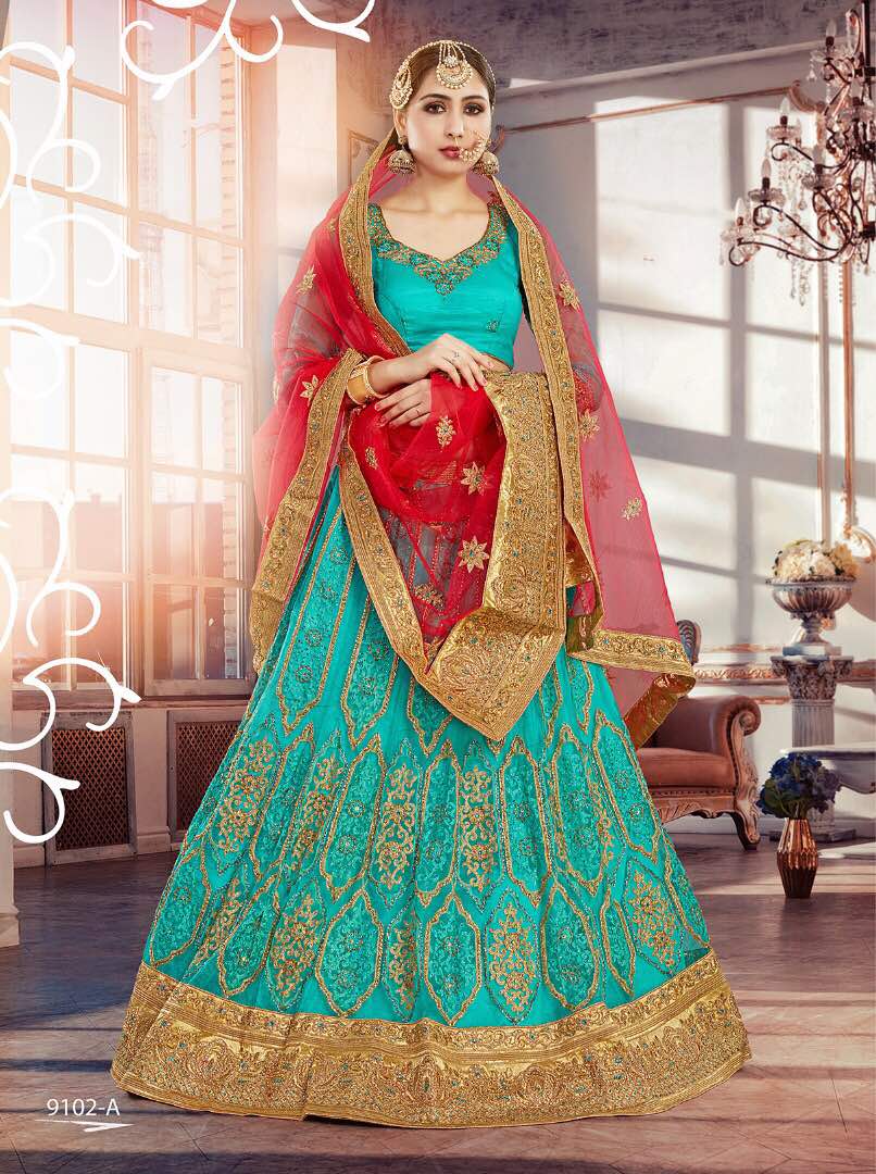 Credence By Gajiwala Indian Traditional Beautiful Colourful Stylish Designer Embroidered Party Wear Occasional Wear Lehengas At Wholesale Price