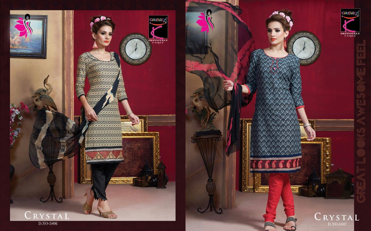 Crystal By Khushika 5801 To 5811 Series Beautiful Stylish Designer Printed Casual Wear Ethnic Wear Cotton Dresses At Wholesale Price