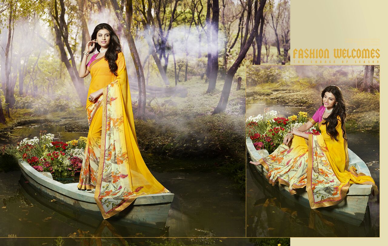 Dangal By Kesari Nandan Sarees 8621 To 8640 Series Bollywood Colourful Beautiful Stylish Designer Floral Printed Casual Wear Party Wear Fancy Sarees At Wholesale Price