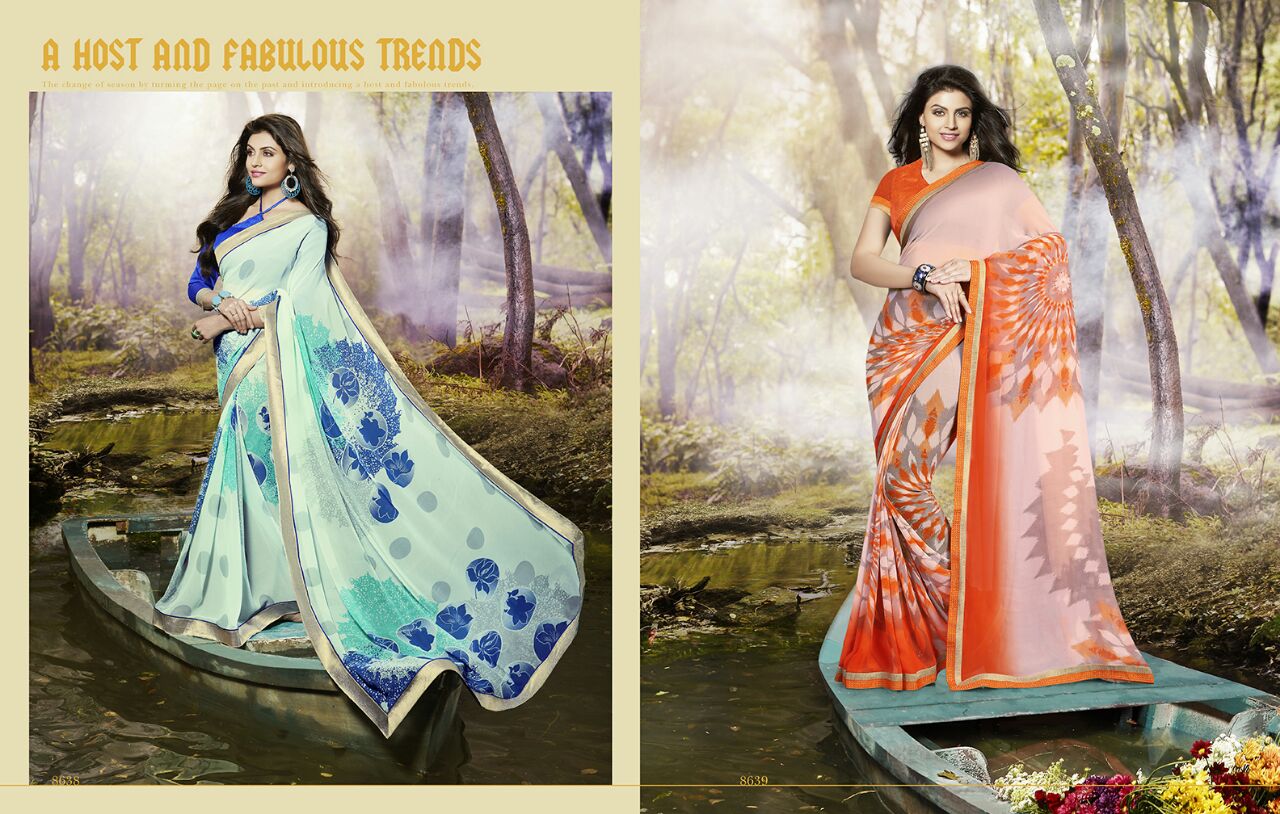 Dangal By Kesari Nandan Sarees 8621 To 8640 Series Bollywood Colourful Beautiful Stylish Designer Floral Printed Casual Wear Party Wear Fancy Sarees At Wholesale Price