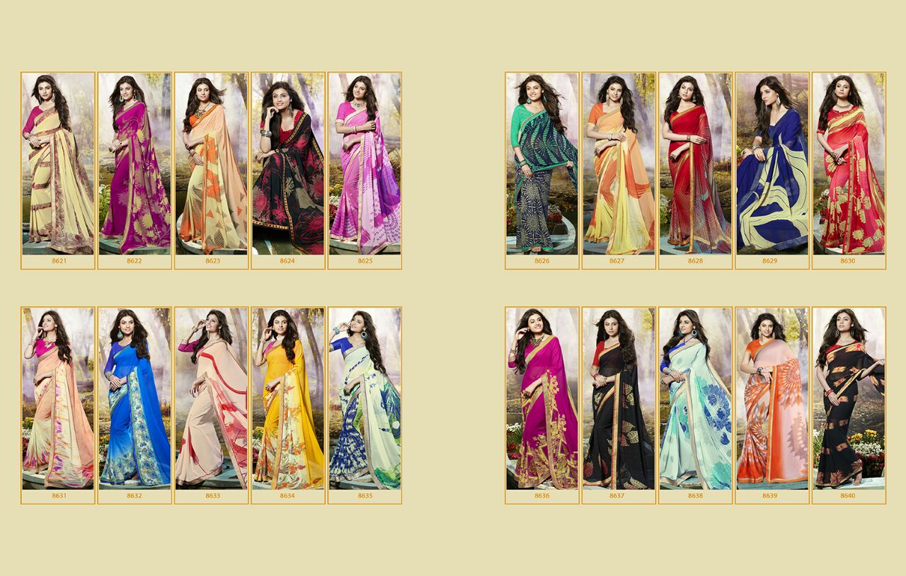 Dangal By Kesari Nandan Sarees 8621 To 8640 Series Bollywood Colourful Beautiful Stylish Designer Floral Printed Casual Wear Party Wear Fancy Sarees At Wholesale Price