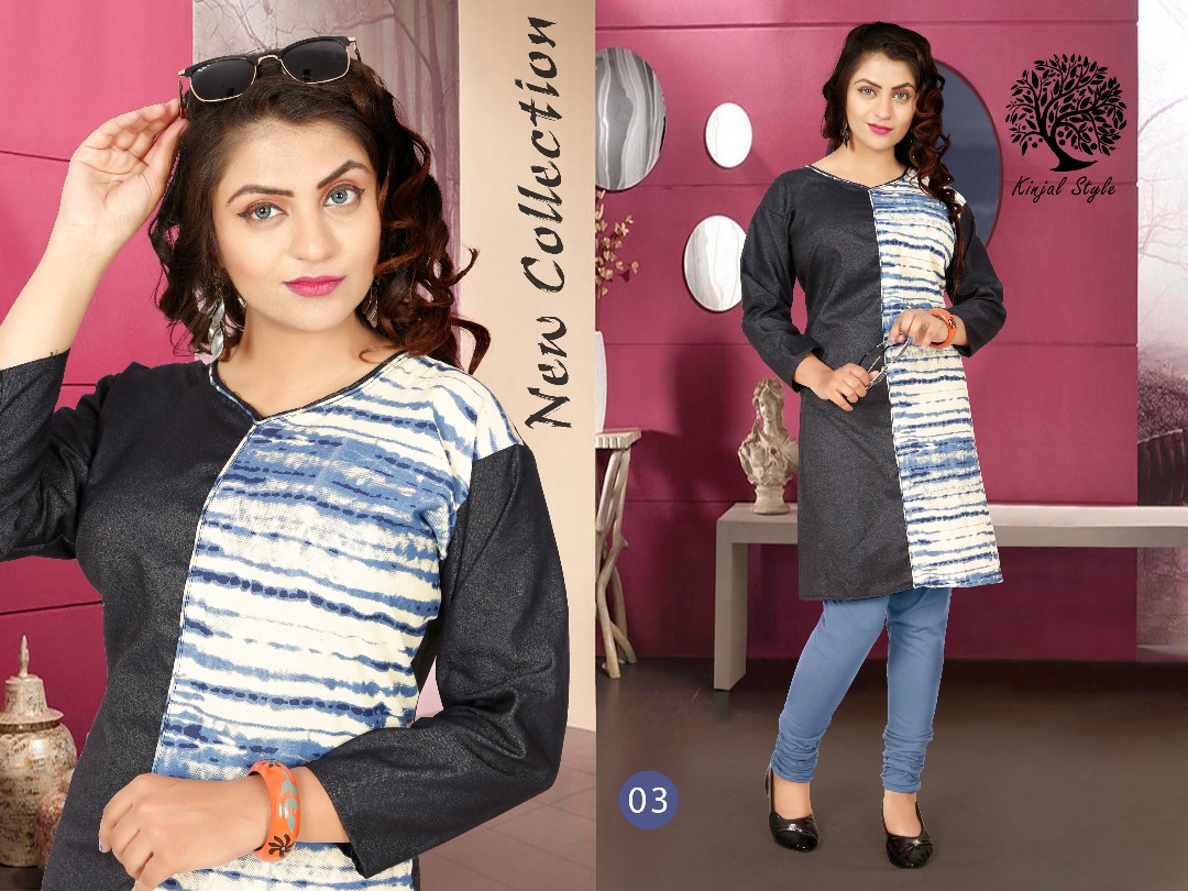 Denim Vol-3 By Kinjal Style 01 To 10 Series Fancy Stylish Designer Casual Wear And Occasional Wear Denim Kurtis At Wholesale Price