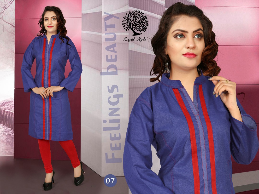 Denim Vol-3 By Kinjal Style 01 To 10 Series Fancy Stylish Designer Casual Wear And Occasional Wear Denim Kurtis At Wholesale Price