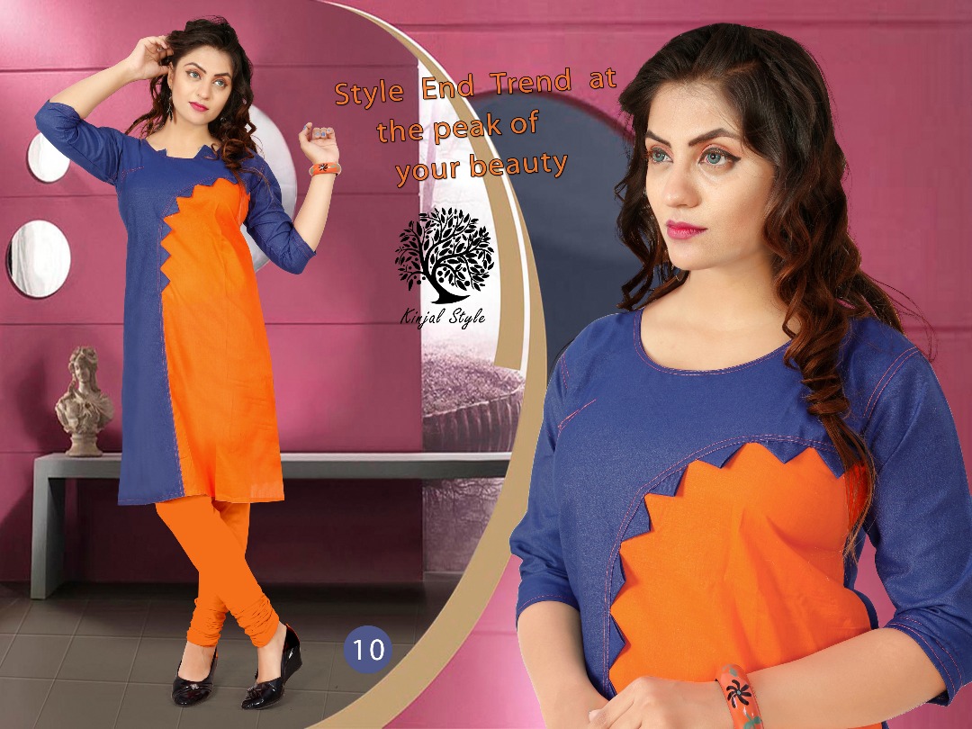 Denim Vol-3 By Kinjal Style 01 To 10 Series Fancy Stylish Designer Casual Wear And Occasional Wear Denim Kurtis At Wholesale Price
