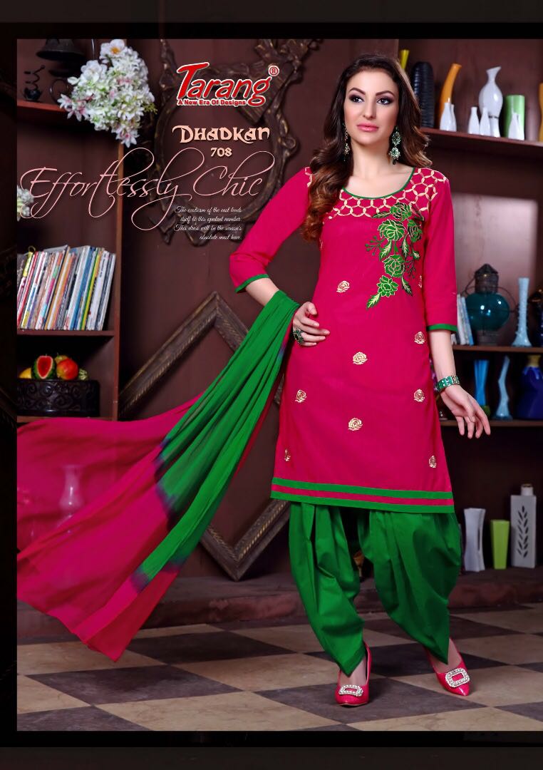 Dhadkan By Tarang 701 To 711 Series Patiyala Suits Stylish Colorful Beautiful Fancy Party Wear & Ethnic Wear Cotton Dresses At Wholesale Price