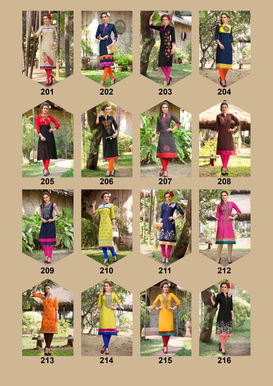 Diyaz Collection Vol-2 By Kajal Style 201 To 216 Series Western Beautiful Stylish Designer Embroidered Casual Wear Rayon Kurtis At Wholesale Price