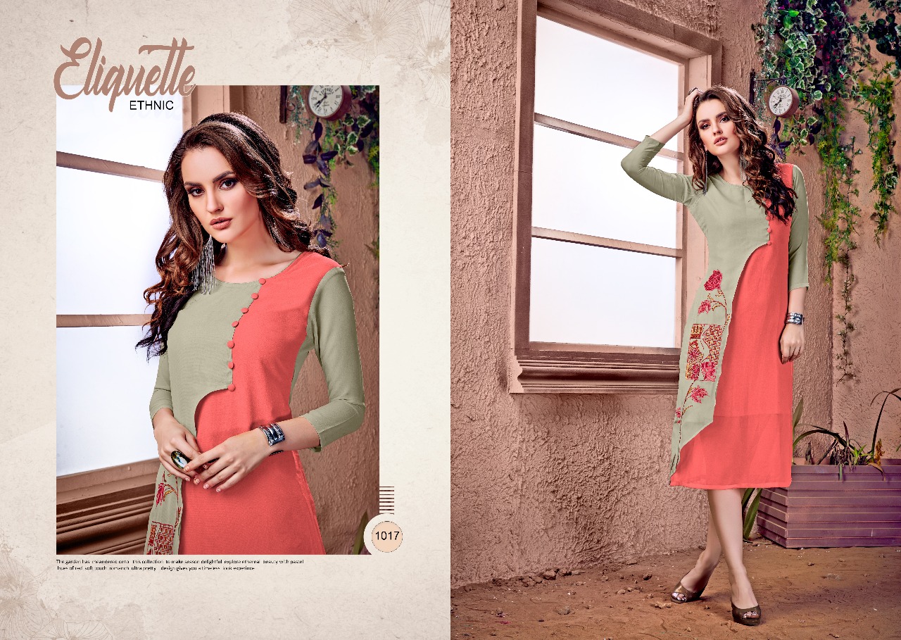 Dollar By Ravi Creation 1013 To 1020 Series Stylish Beautiful Colorful Fancy Casual Wear & Ethnic Wear Faux Georgette Embroidered Kurtis At Wholesale Price