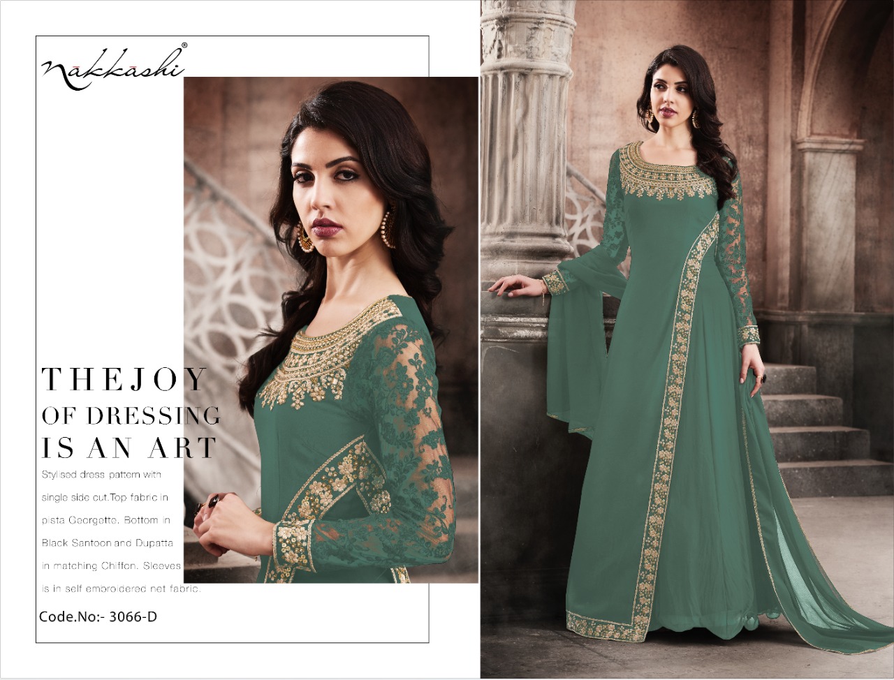 Esteem 3066 Colors By Nakkashi 3066-a To 3066-d Series Designer Anarkali Suits Wedding Wear Beautiful Fancy Colorful Party Wear & Occasional Wear Georgette Embroidered Dresses At Wholesale Price