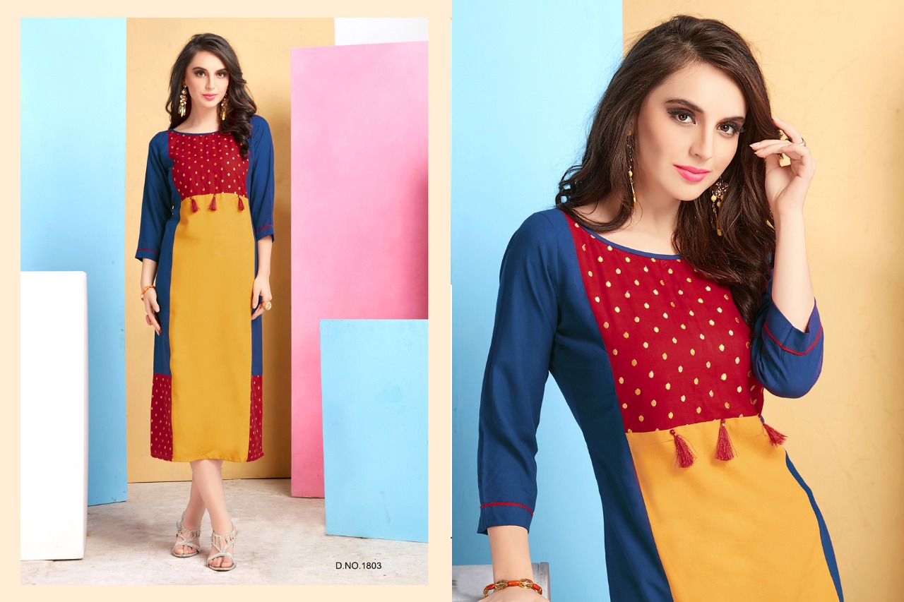 Fashion Glorry By Veera Tex 1801 To 1806 Series Designer Beautiful Stylish Colorful Fancy Ethnic Wear & Casual Wear Rayon Printed Kurtis At Wholesale Price