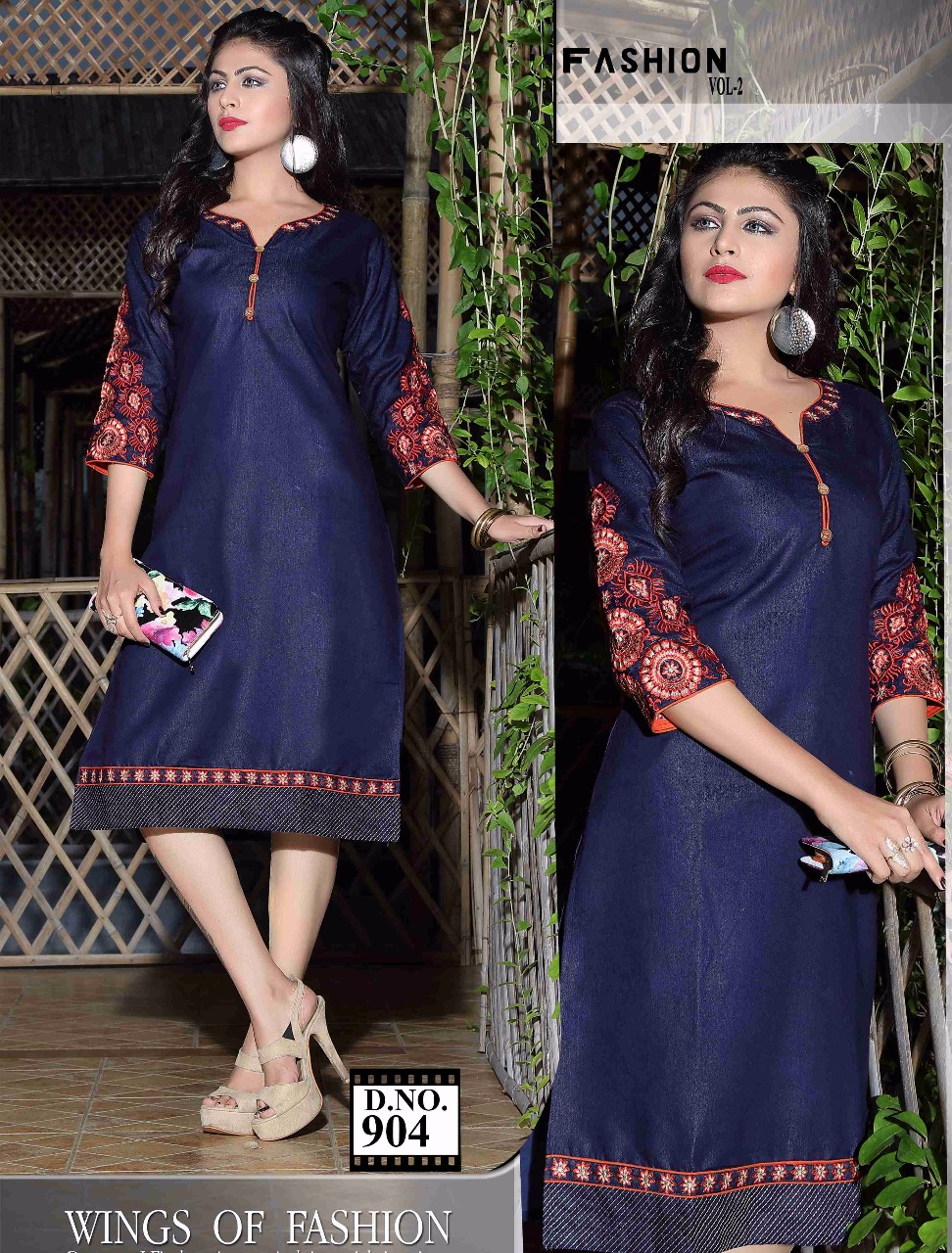 Fashion Vol-2 By Kaamiri 901 To 908 Series Beautiful Designer Kurtis Colorful Stylish Embroidered Casual Wear & Ready To Wear Denim Kurtis At Wholesale Price