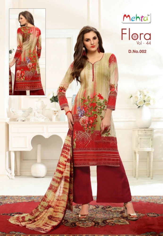Flora Vol-44 By Mehta 001 To 010 Series Beautiful Pakistani Suits Colorful Fancy Casual Wear & Ethnic Wear Cotton Printed Dresses At Wholesale Price