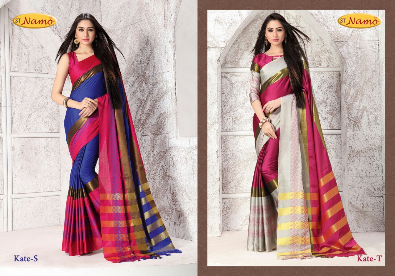 Florence By St Namo Colourful Beautiful Stylish Designer Printed Casual Wear Cotton Silk Sarees At Wholesale Price