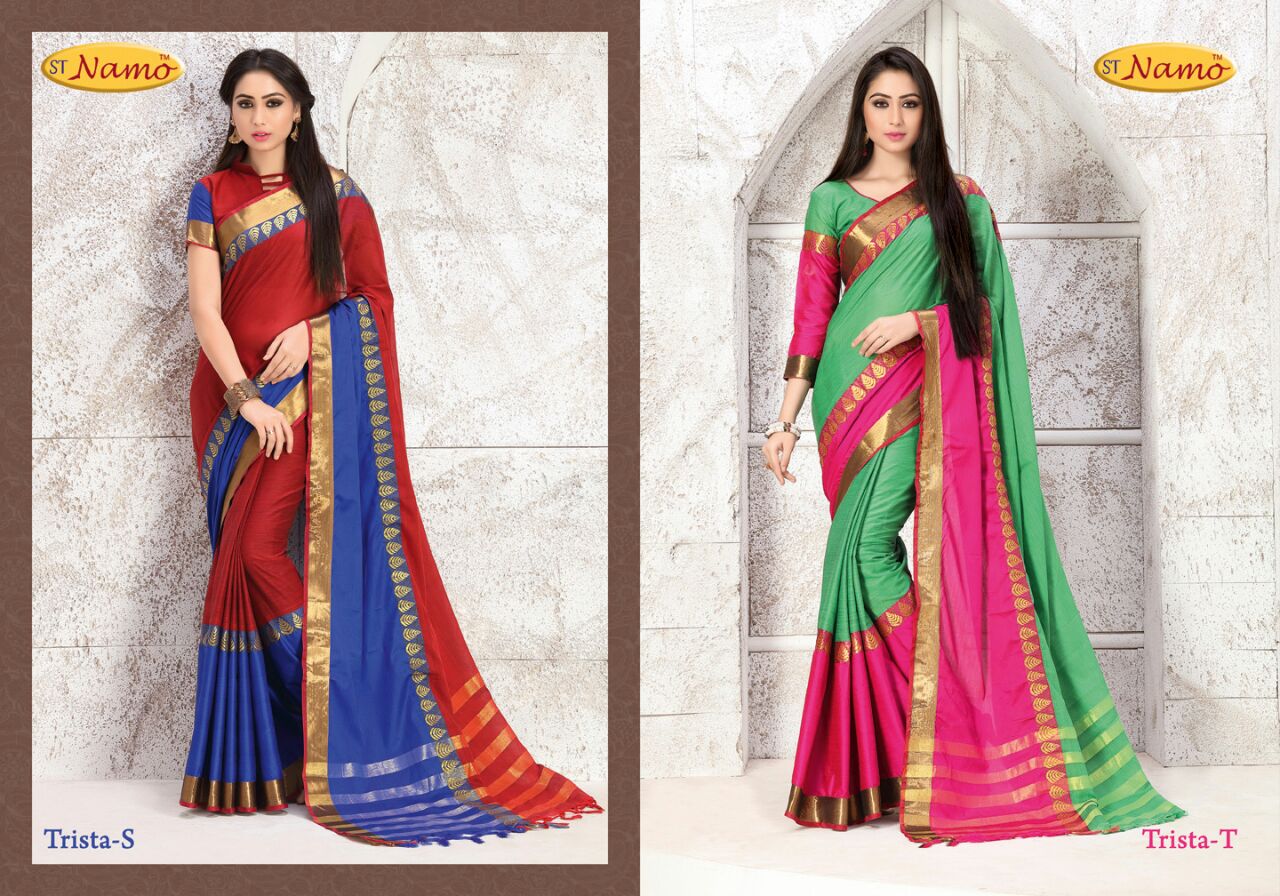 Florence By St Namo Colourful Beautiful Stylish Designer Printed Casual Wear Cotton Silk Sarees At Wholesale Price