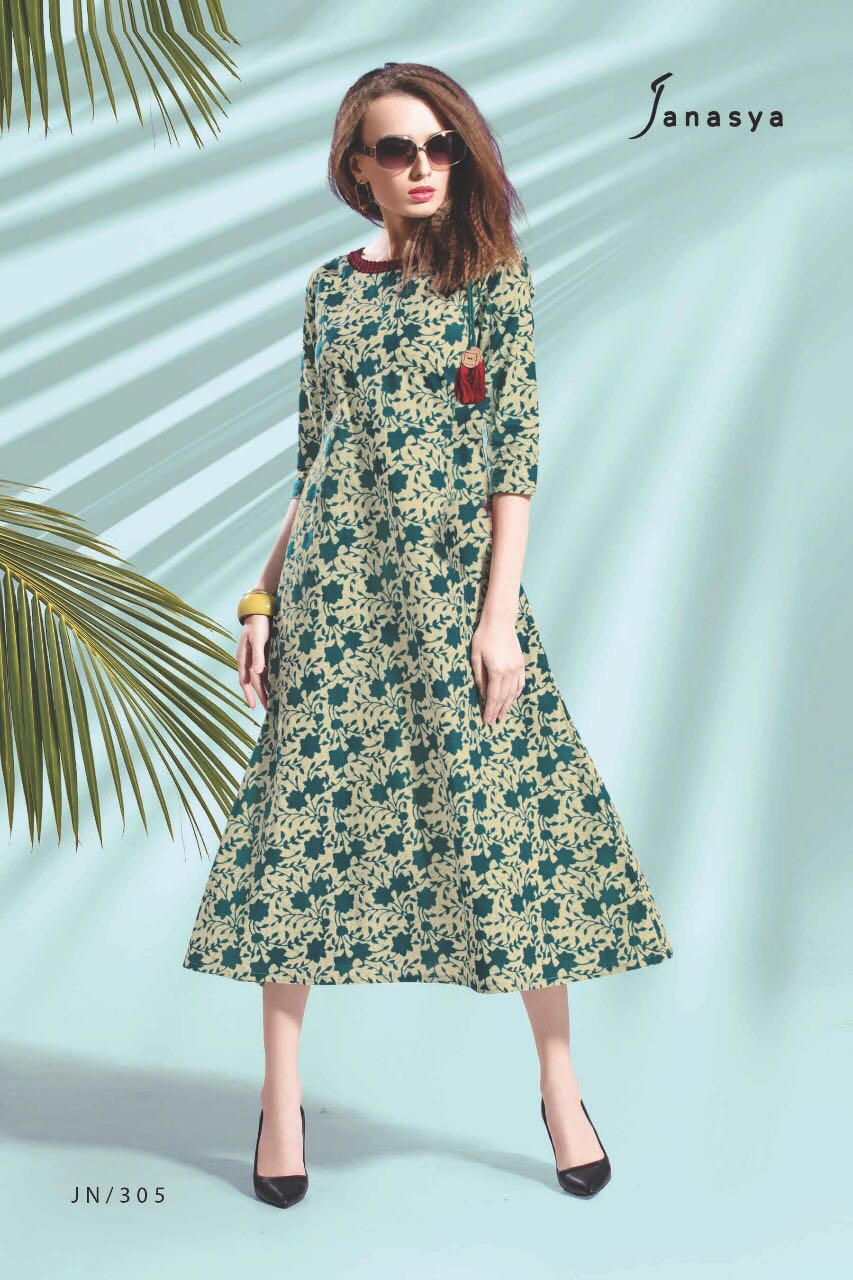 Flowers By Janasya 301 To 310 Series Stylish Fancy Beautiful Colorful Party Wear & Ethnic Wear Jaipuri Cotton Printed Kurtis At Wholesale Price