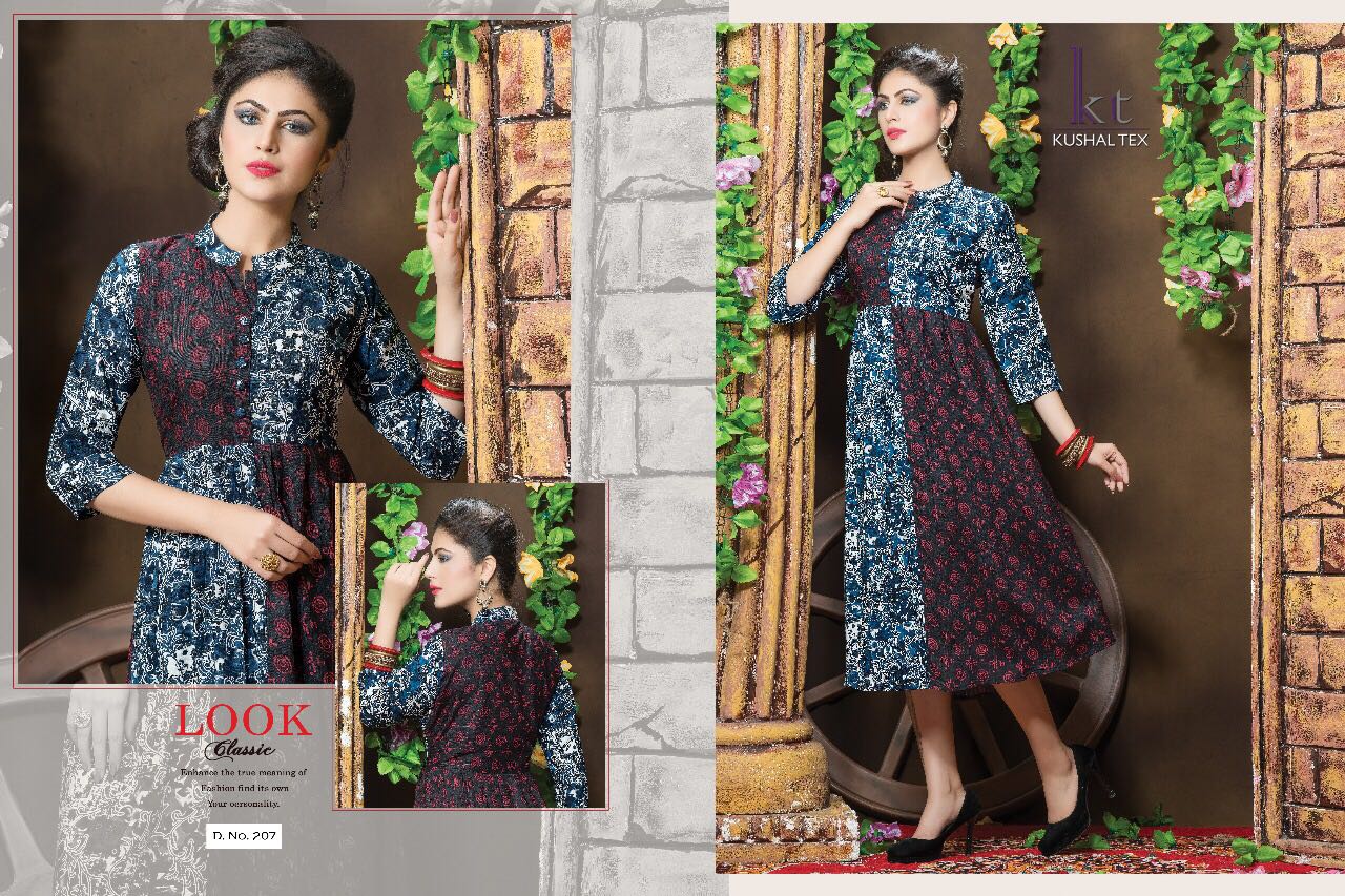 Frepic By Kushal Tex 207 To 217 Series Beautiful Stylish Colorful Fancy Casual Wear & Ethnic Wear Heavy Rayon Printed Kurtis At Wholesale Price