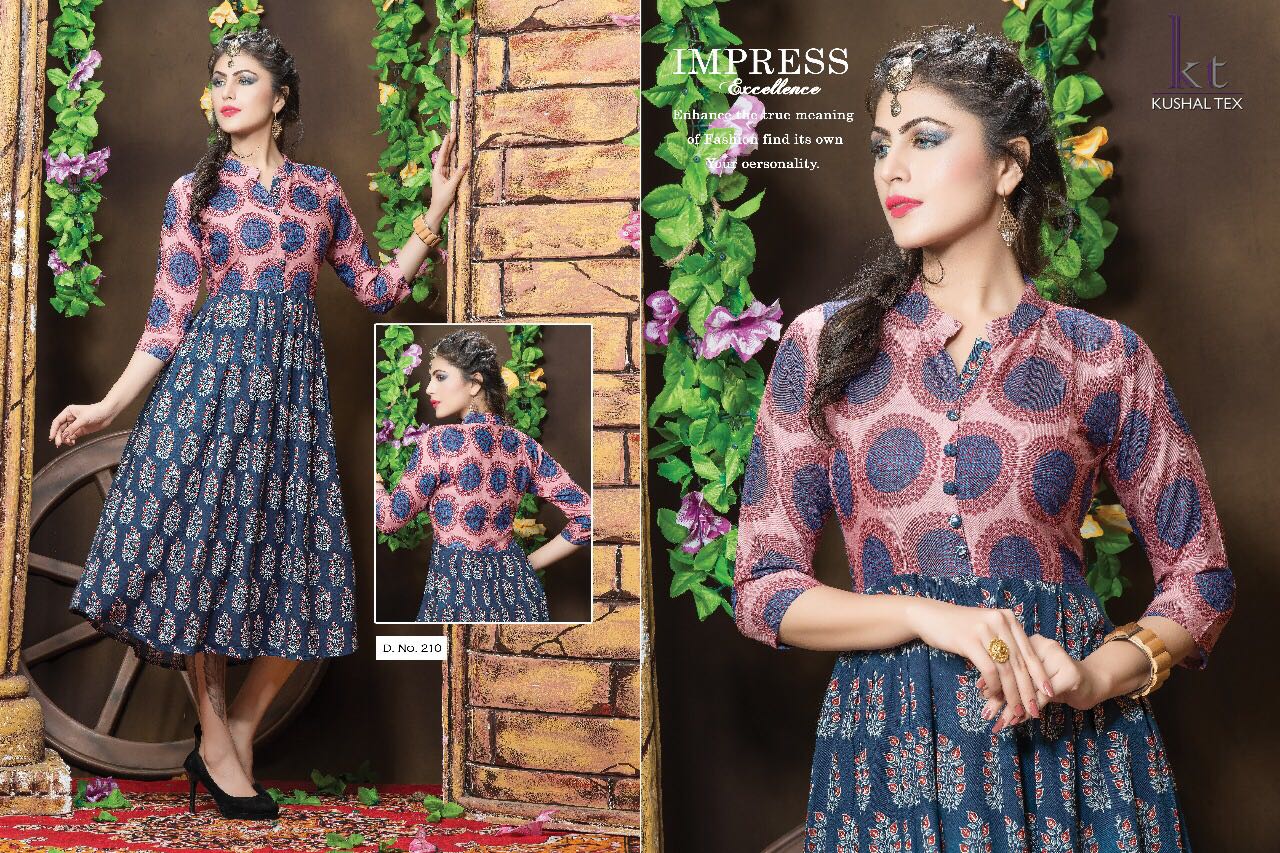 Frepic By Kushal Tex 207 To 217 Series Beautiful Stylish Colorful Fancy Casual Wear & Ethnic Wear Heavy Rayon Printed Kurtis At Wholesale Price
