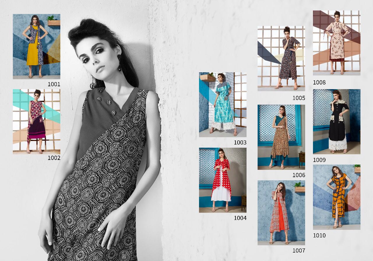 Glamour By Indicut 1001 To 1010 Series Stylish Colorful Beautiful Fancy Casual Wear & Ready To Wear Rayon Printed Kurtis At Wholesale Price