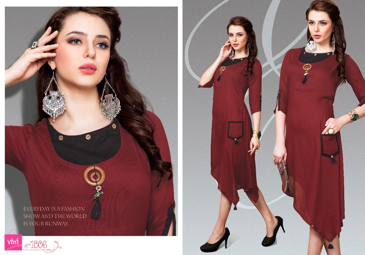 Grace Lyn By Vini 1001 To 1009 Series Designer Western Kurtis Fancy Casual Wear & Ready To Wear Rayon & Cotton Printed Kurtis At Wholesale Price
