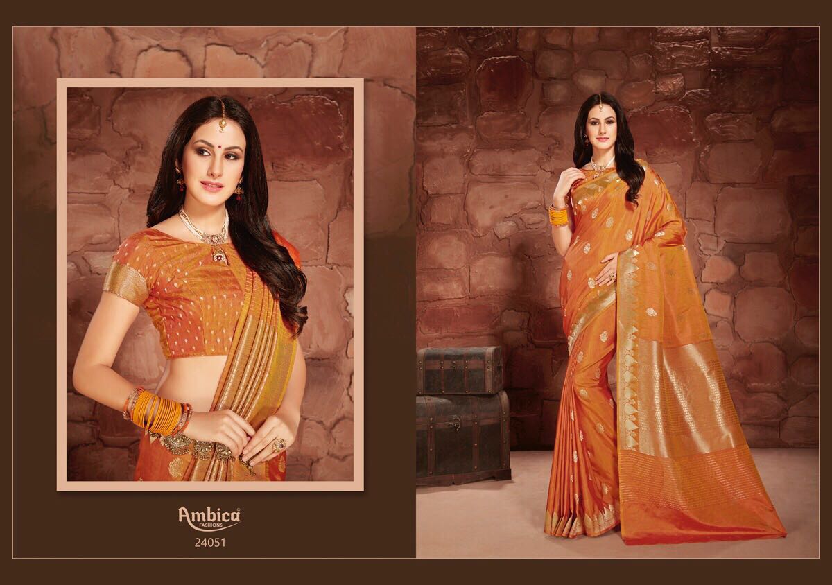 Gracie By Ambica Fashions 24051 To 24059 Series Indian Beautiful Designer Fancy Party Wear & Traditional Wear Cotton Silk Sarees At Wholesale Price
