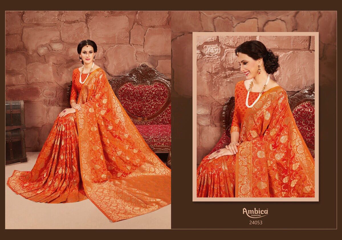 Gracie By Ambica Fashions 24051 To 24059 Series Indian Beautiful Designer Fancy Party Wear & Traditional Wear Cotton Silk Sarees At Wholesale Price