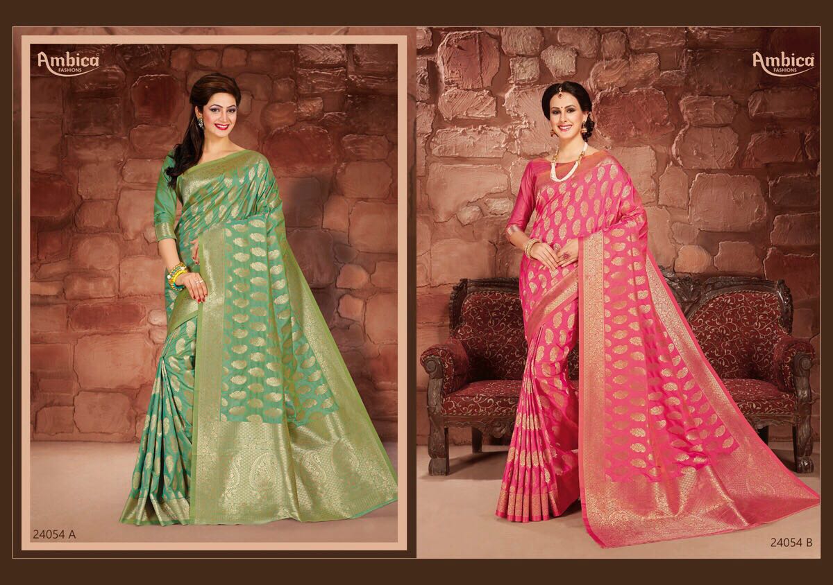 Gracie By Ambica Fashions 24051 To 24059 Series Indian Beautiful Designer Fancy Party Wear & Traditional Wear Cotton Silk Sarees At Wholesale Price