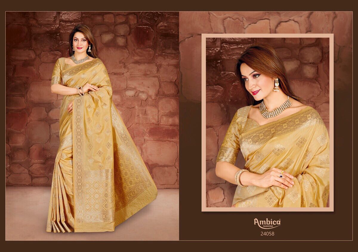 Gracie By Ambica Fashions 24051 To 24059 Series Indian Beautiful Designer Fancy Party Wear & Traditional Wear Cotton Silk Sarees At Wholesale Price