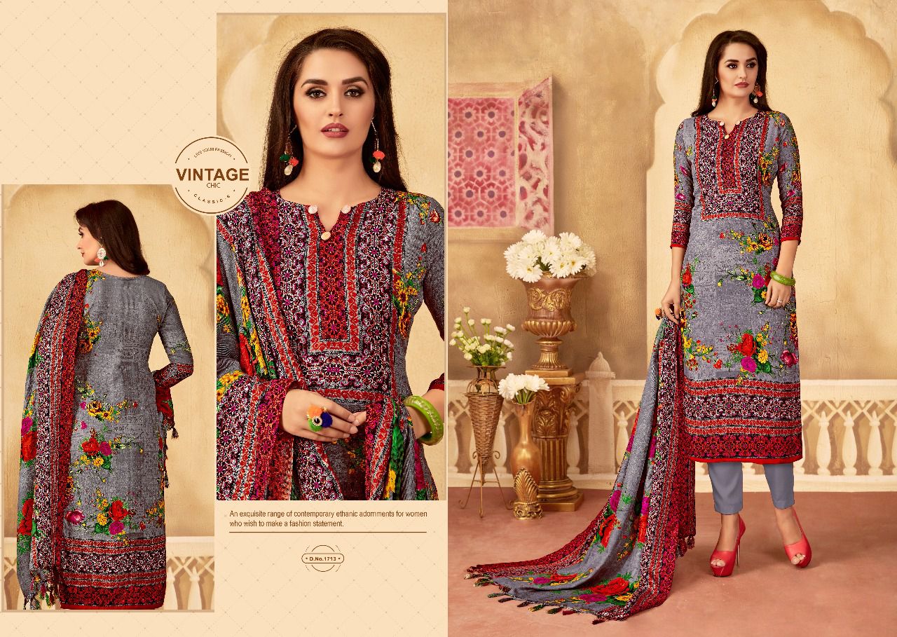 Hasarat By Kalyan Prints 1713 To 1724 Series Pure Pashmina With Digital Print Winter Wear & Casual Wear Dresses At Wholesale Price