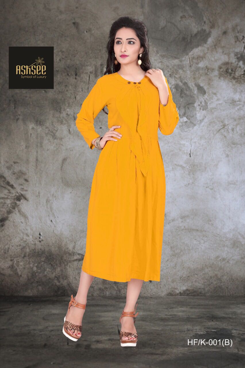 Hf/k-001 By Ashsee A To D Series Designer Beautiful Colorful Stylish Fancy Party Wear & Ethnic Wear Rayon Kurtis At Wholesale Price